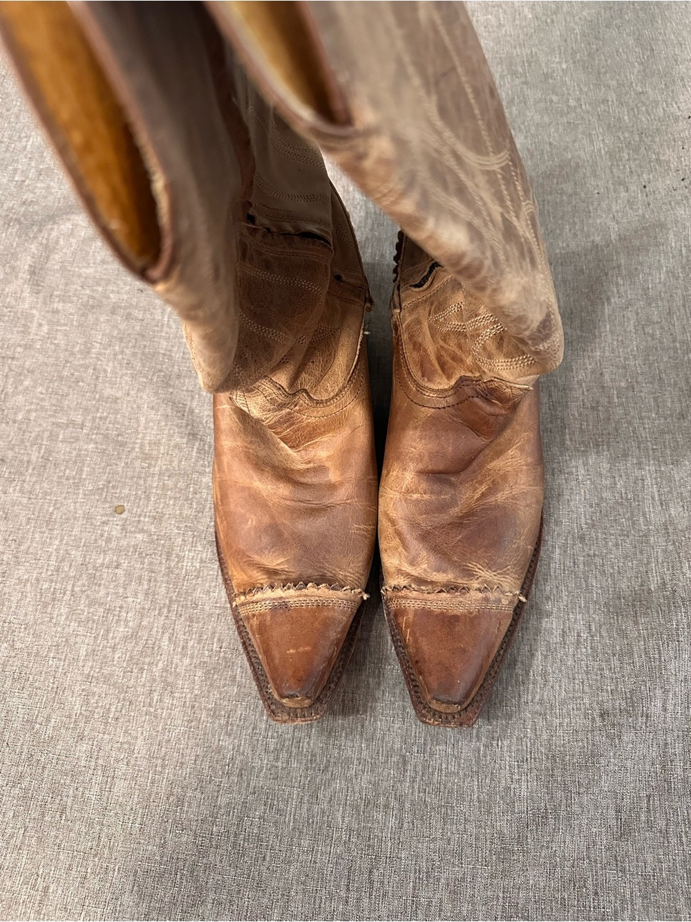 Tony Lama Brown Pointed-Toe Western Heeled Boots